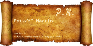 Patkó Martin névjegykártya